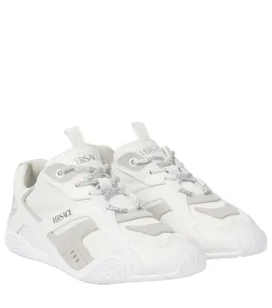 Versace Galaxia suede-trimmed leather sneakers | Thumbnail 1 Versace Galaxia suede-trimmed leather sneakers | Thumbnail 1