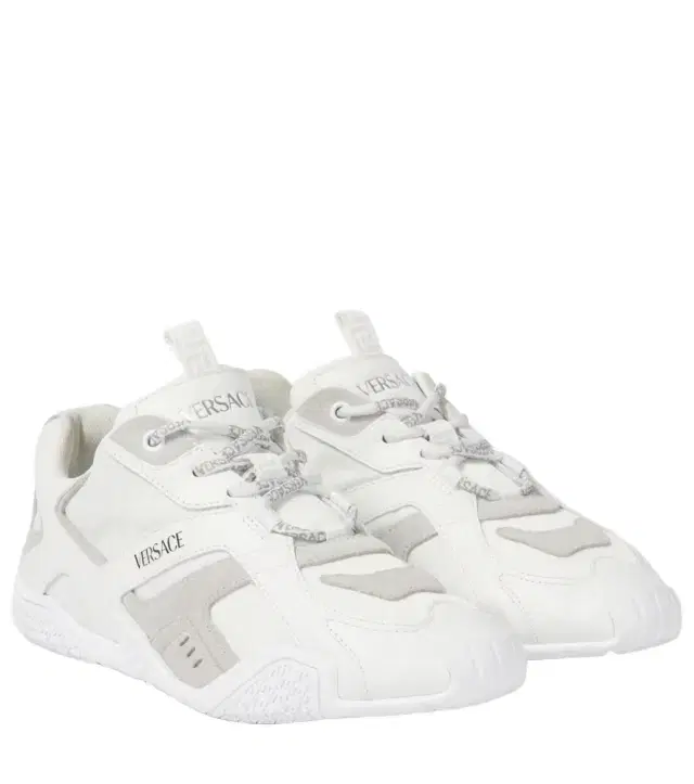 Versace Galaxia suede-trimmed leather sneakers