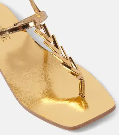 Versace Metallic leather thong sandals | Thumbnail 2
