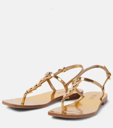 Versace Metallic leather thong sandals | Thumbnail 5