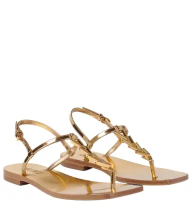 Versace Metallic leather thong sandals | Thumbnail 1
