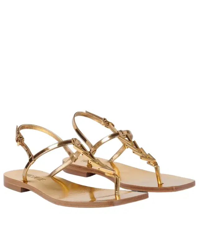 Versace Metallic leather thong sandals