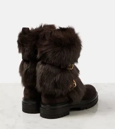 Gianvito Rossi Maverick shearling-trimmed suede biker boots | Thumbnail 4 Gianvito Rossi Maverick shearling-trimmed suede biker boots | Thumbnail 4