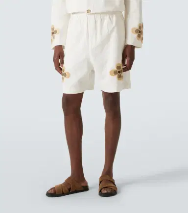 Commas Embroidered linen and cotton shorts | Thumbnail 3