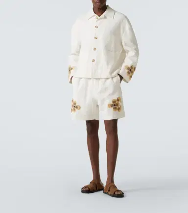 Commas Embroidered linen and cotton shorts | Thumbnail 4