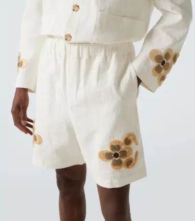 Commas Embroidered linen and cotton shorts | Thumbnail 5