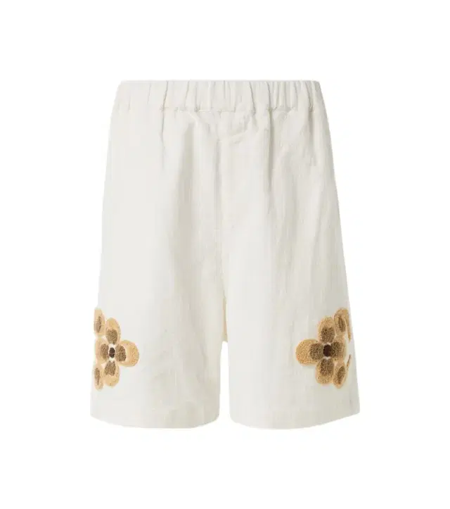 Commas Embroidered linen and cotton shorts