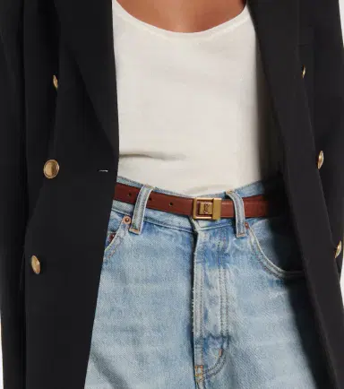 Saint Laurent La 66 slim leather belt | Thumbnail 3