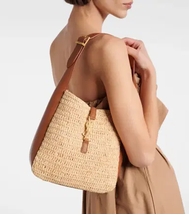Saint Laurent Le 5 à 7 Small raffia shoulder bag | Thumbnail 2