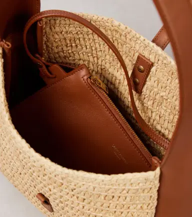 Saint Laurent Le 5 à 7 Small raffia shoulder bag | Thumbnail 4