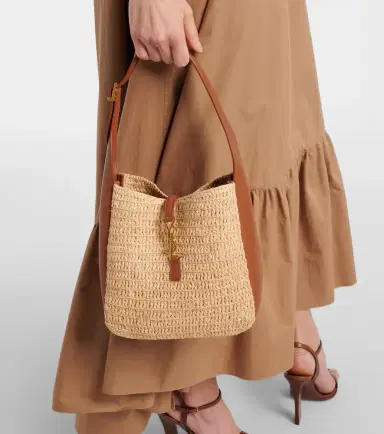 Saint Laurent Le 5 à 7 Small raffia shoulder bag | Thumbnail 6