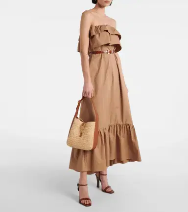 Saint Laurent Le 5 à 7 Small raffia shoulder bag | Thumbnail 7