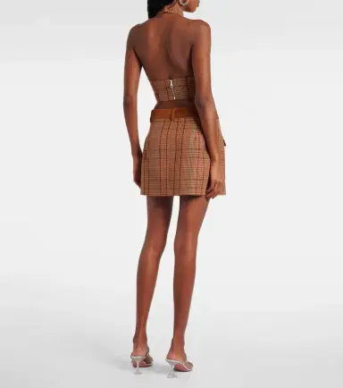 Area Checked halterneck wool-blend top | Thumbnail 4