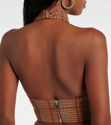 Area Checked halterneck wool-blend top | Thumbnail 5
