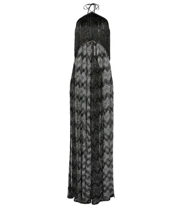 Zigzag fringed lamé jumpsuit