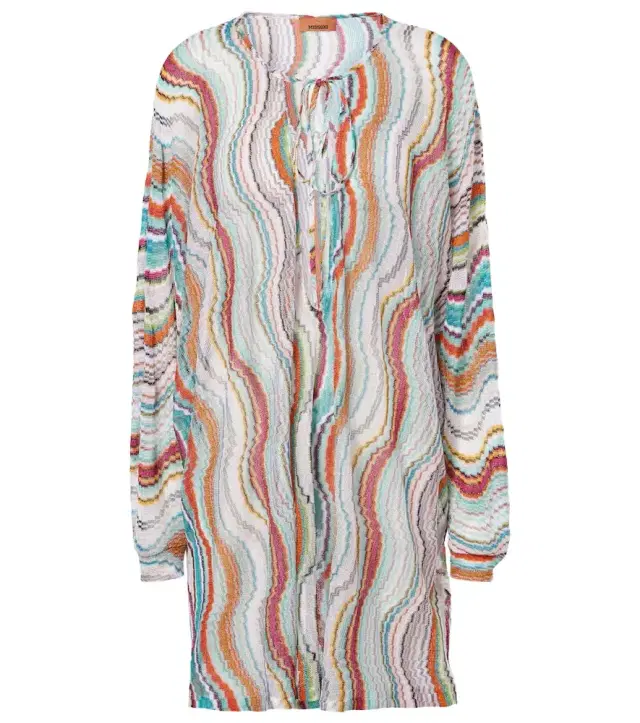 Printed lamé beach cover-up