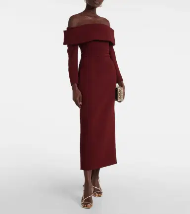 Emilia Wickstead Derika off-shoulder crêpe midi dress | Thumbnail 4