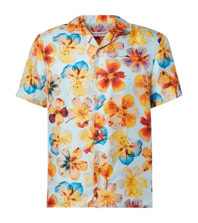 Orlebar Brown Hibbert floral silk bowling shirt