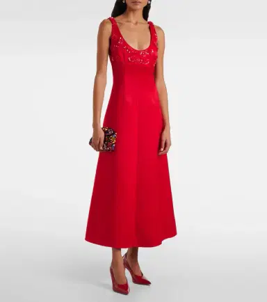 Emilia Wickstead Abella embellished satin midi dress | Thumbnail 2