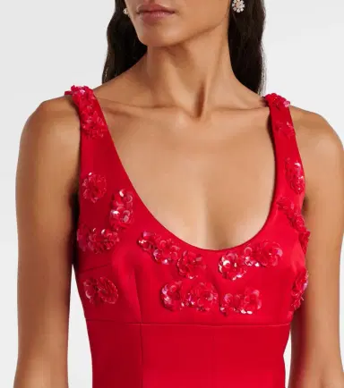 Emilia Wickstead Abella embellished satin midi dress | Thumbnail 4