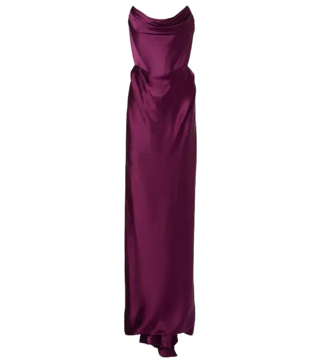 Galaxy draped crêpe satin bustier gown