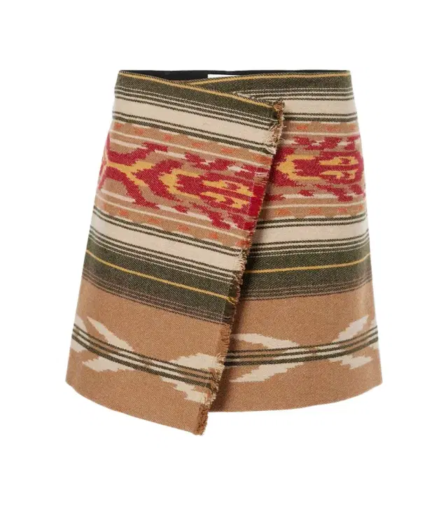 Marant Étoile Adelaide fringed wool-blend miniskirt
