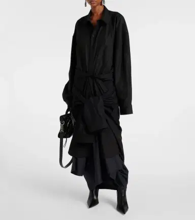 Balenciaga Gathered tie-front cotton shirt dress | Thumbnail 2
