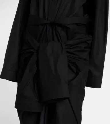 Balenciaga Gathered tie-front cotton shirt dress | Thumbnail 3