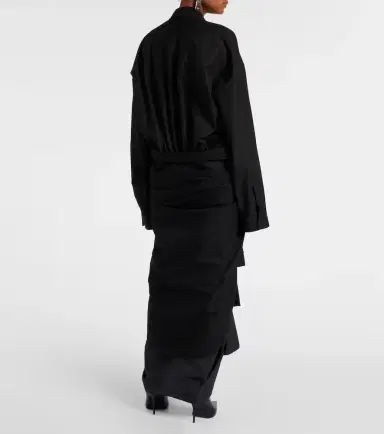Balenciaga Gathered tie-front cotton shirt dress | Thumbnail 4