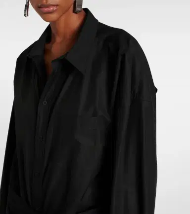 Balenciaga Gathered tie-front cotton shirt dress | Thumbnail 6