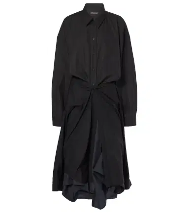 Balenciaga Gathered tie-front cotton shirt dress | Thumbnail 1