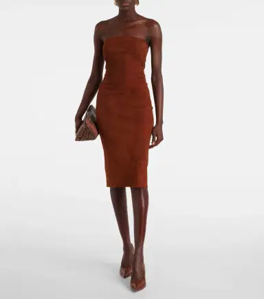 STOULS Monica strapless suede midi dress | Thumbnail 3 STOULS Monica strapless suede midi dress | Thumbnail 3