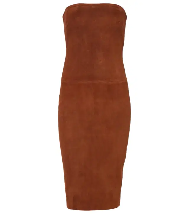 STOULS Monica strapless suede midi dress