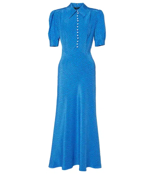 Alessandra Rich Polka-dot silk maxi dress