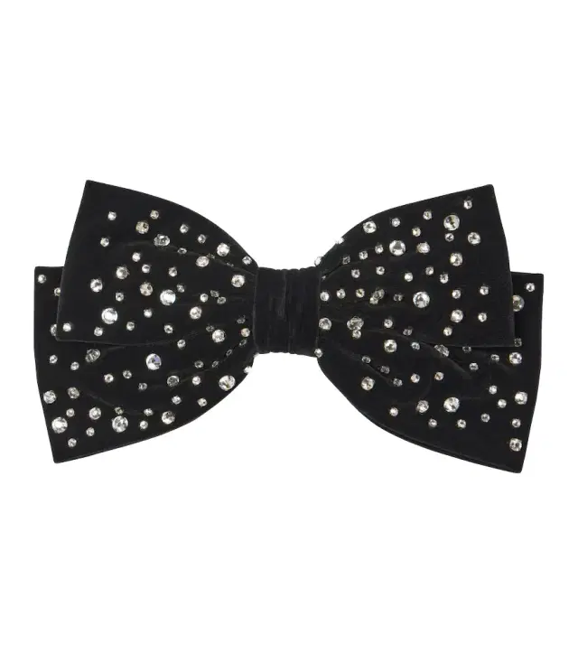 Jennifer Behr Loren crystal-embellished velvet bow barrette