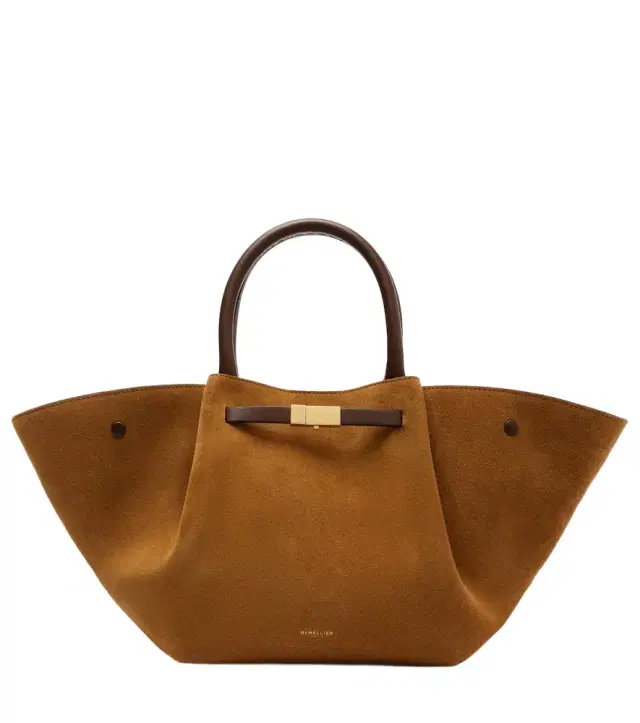 New York Midi suede tote bag
