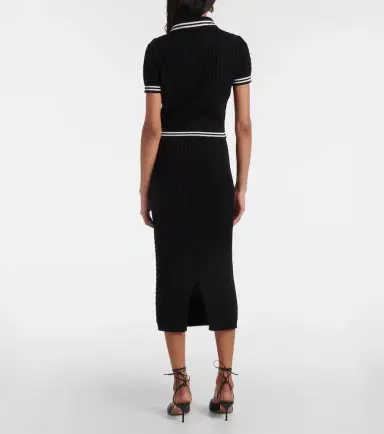 Alessandra Rich Cable-knit cropped cotton polo shirt | Thumbnail 2