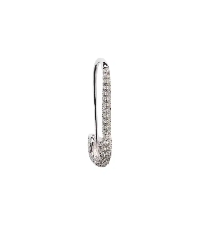 Anita Ko 18kt white gold safety pin single earring with diamonds