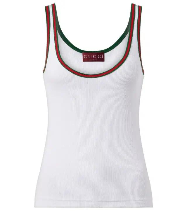 Ribbed-knit cotton tank top