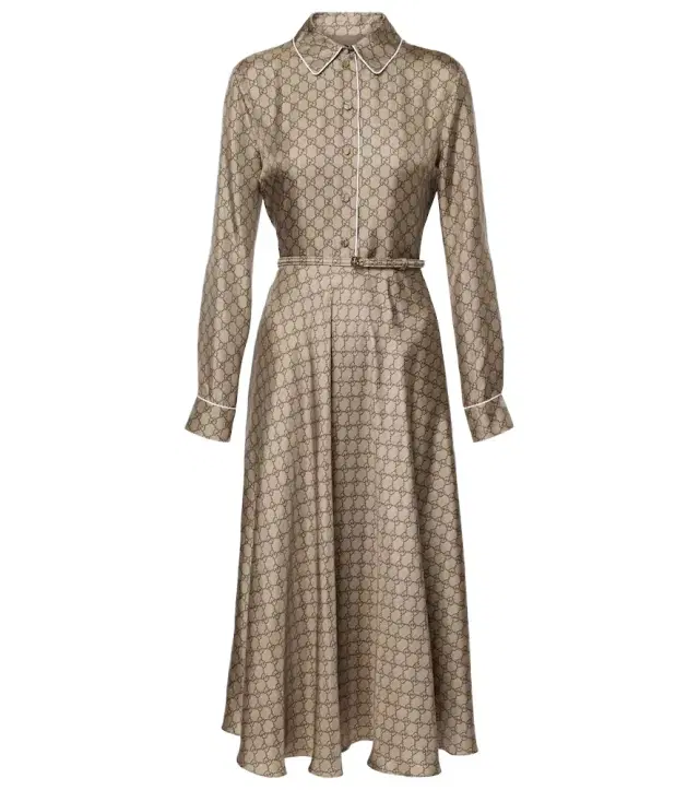 Gucci GG silk twill shirt dress