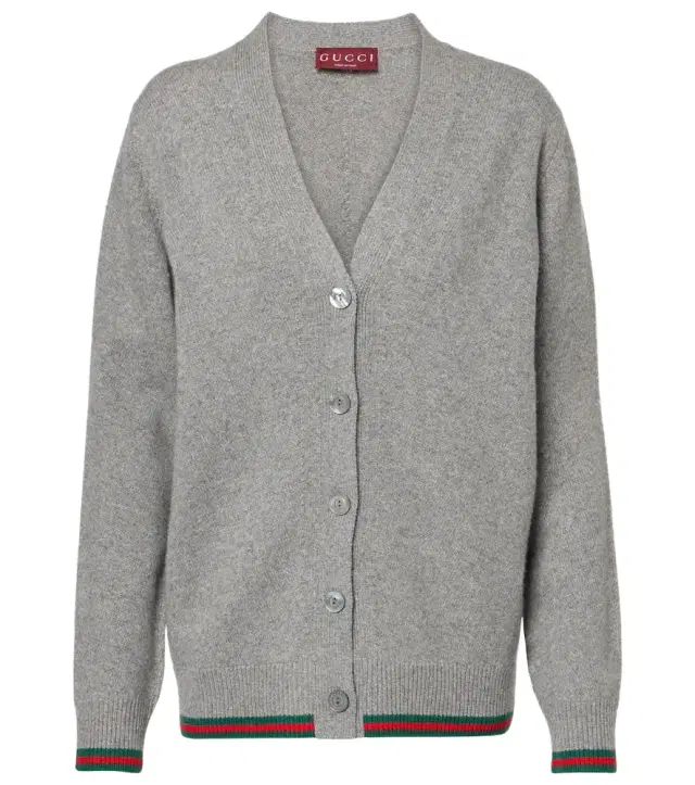 Web wool and cashmere cardigan