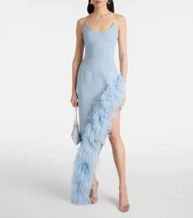 David Koma Asymmetric feather-trimmed cocktail dress | Thumbnail 2