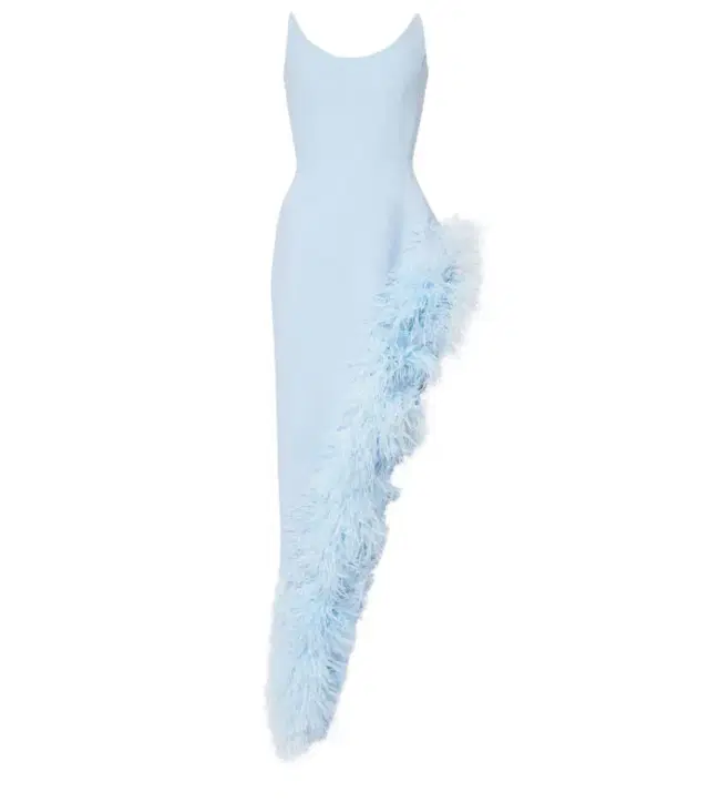 David Koma Asymmetric feather-trimmed cocktail dress