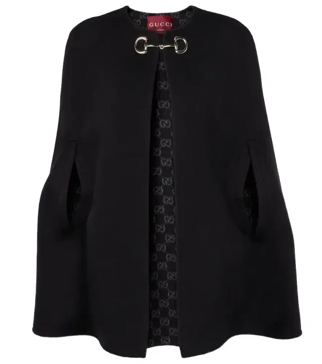 Horsebit wool and silk cape