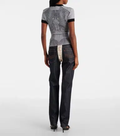 Jean Paul Gaultier Morphing Pinstripe jacquard jersey top | Thumbnail 3