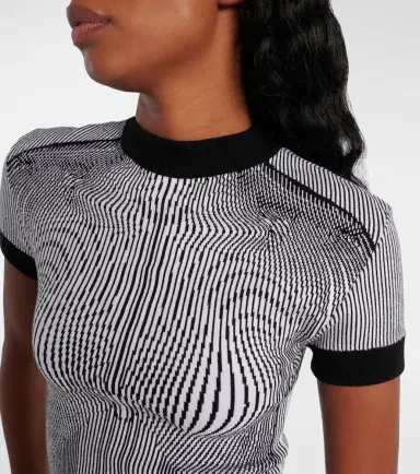 Jean Paul Gaultier Morphing Pinstripe jacquard jersey top | Thumbnail 4