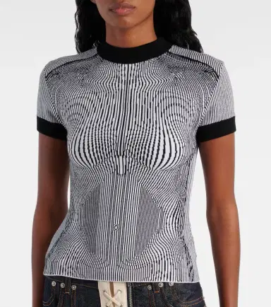 Jean Paul Gaultier Morphing Pinstripe jacquard jersey top | Thumbnail 5