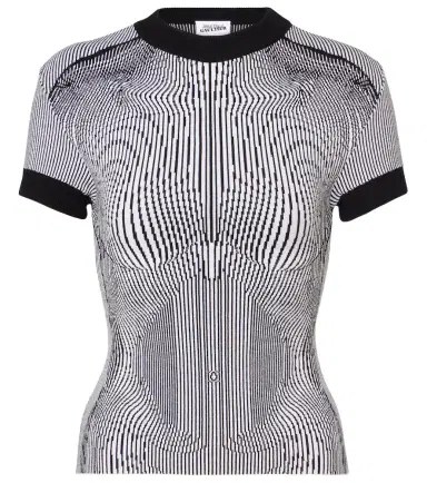 Jean Paul Gaultier Morphing Pinstripe jacquard jersey top | Thumbnail 1