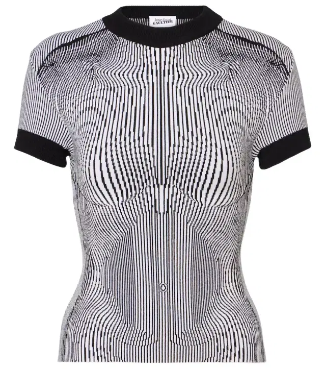 Jean Paul Gaultier Morphing Pinstripe jacquard jersey top