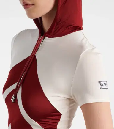 Jean Paul Gaultier Hooded chevron jersey top | Thumbnail 2